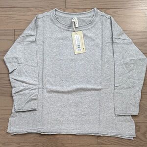 Pact Light Heather Gray Fine Knit Wide Neck Sweater